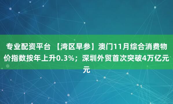 专业配资平台 【湾区早参】澳门11月综合消费物价指数按年上升0.3%；深圳外贸首次突破4万亿元