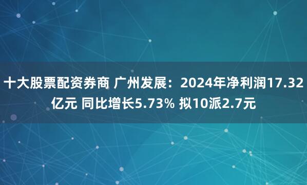 十大股票配资券商 广州发展：2024年净利润17.32亿元 同比增长5.73% 拟10派2.7元