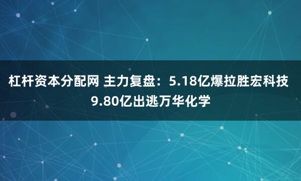 杠杆资本分配网 主力复盘：5.18亿爆拉胜宏科技 9.80亿出逃万华化学