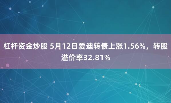 杠杆资金炒股 5月12日爱迪转债上涨1.56%，转股溢价率32.81%