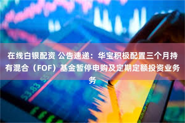 在线白银配资 公告速递：华宝积极配置三个月持有混合（FOF）基金暂停申购及定期定额投资业务