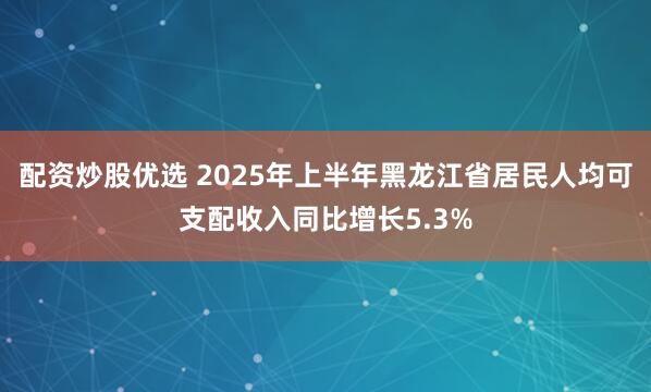 配资炒股优选 2025年上半年黑龙江省居民人均可支配收入同比增长5.3%
